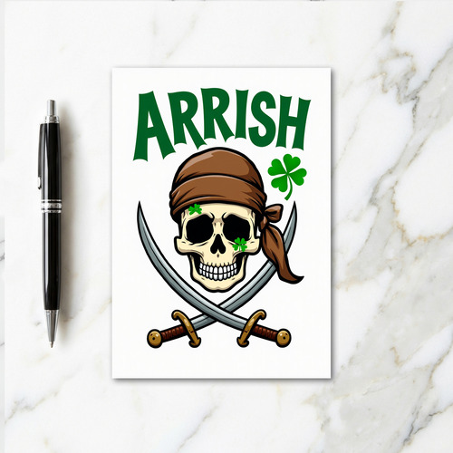 Arrrish Pirate Skull Fun Card