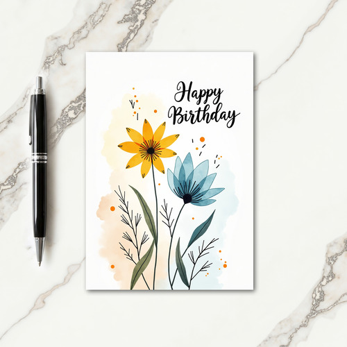 Artful Flower Birthday Card