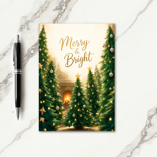 Artificial Christmas Trees With Lights Card
