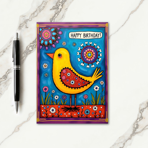 Artistic Bird Birthday Card