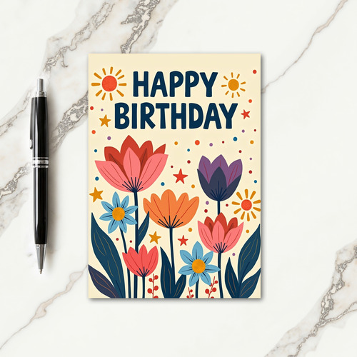 Artistic Birthday Flowers Card