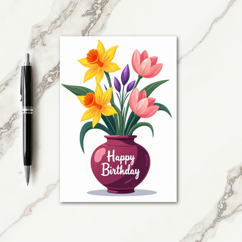 Artistic Birthday Vase Card