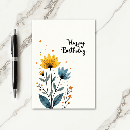 Artistic Botanical Birthday Card