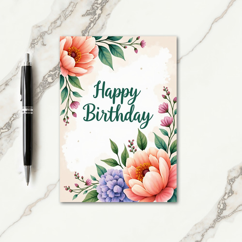Artistic Floral Birthday Card