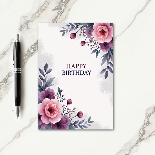 Artistic Pink Bloom Birthday Card