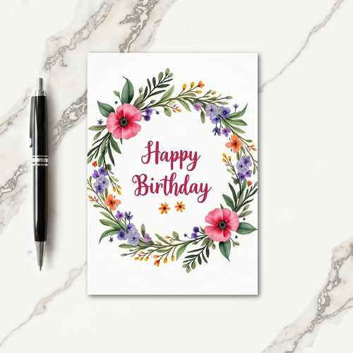 Artistic Wreath Birthday Card