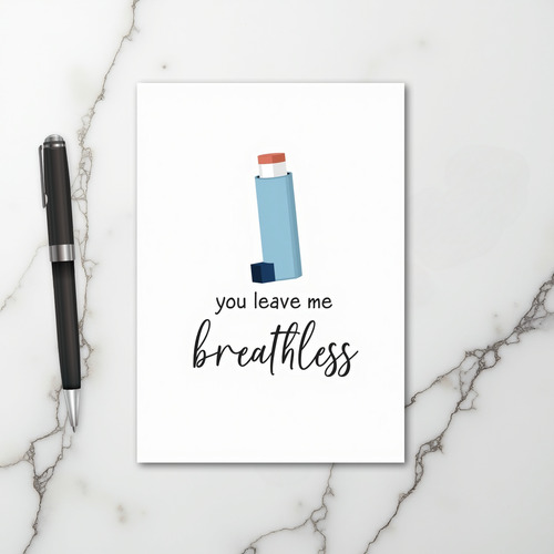 Asthma Inhaler Breathless Love Card