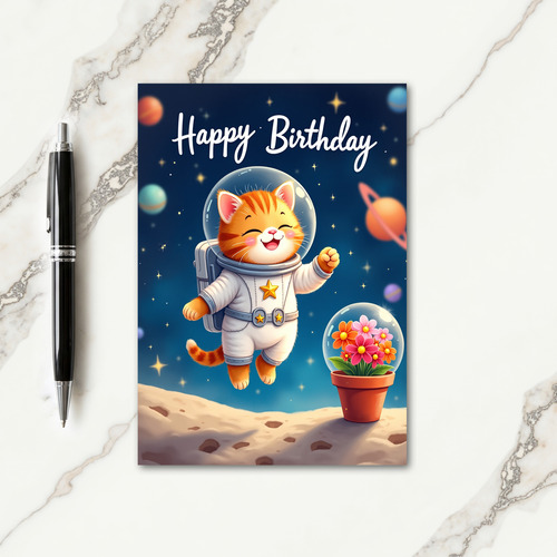 Astronaut Creature Birthday Card