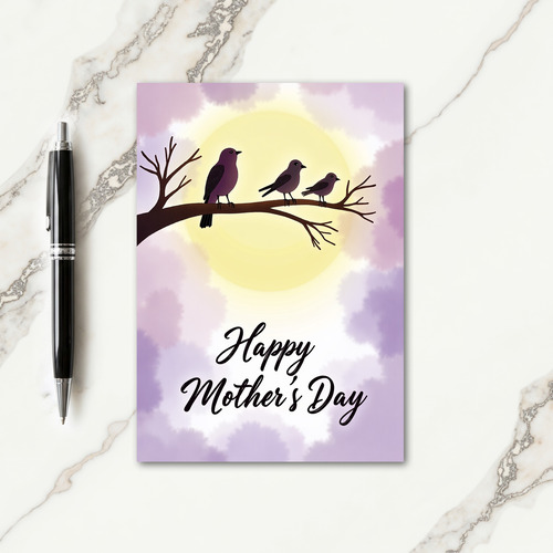 Aubergine Birds Mothers Day Card