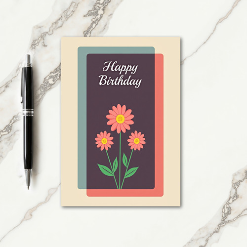 Aubergine Flower Birthday Card