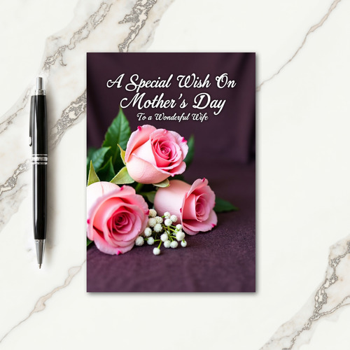 Aubergine Roses Mothers Day Card