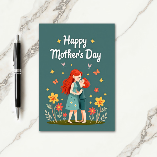 Auburn Hair Mothers Day Kiss Card