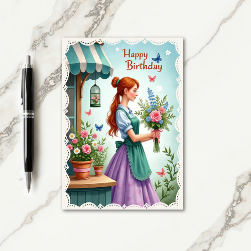 Auburn Haired Birthday Card