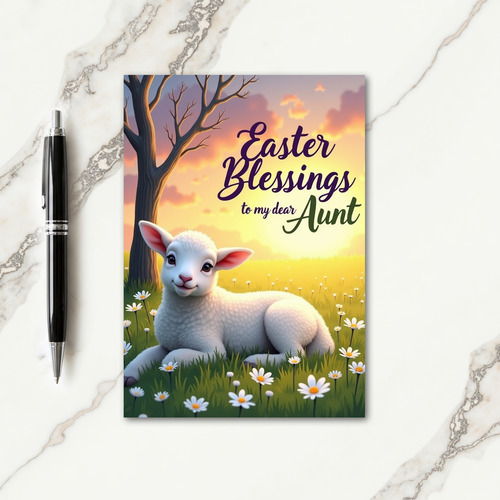 Aunt Easter Meadow Lamb Art Card