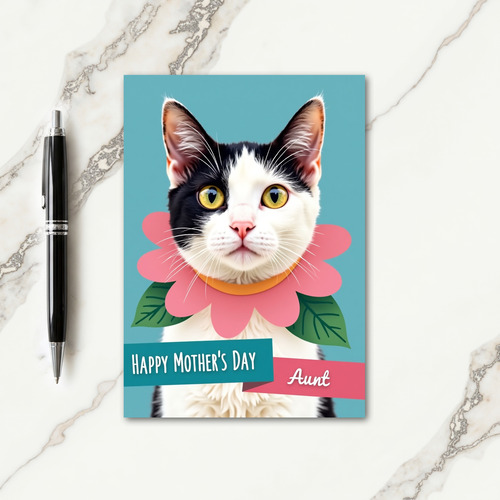 Aunts Black White Cat Card