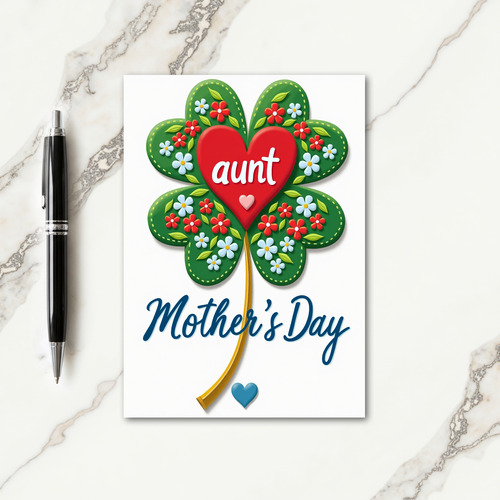 Aunts Clover Mothers Day Card