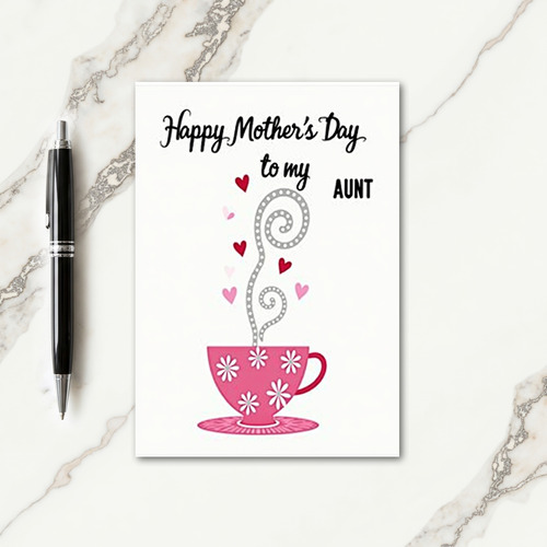 Aunts Rose Teacup Mothers Day Card