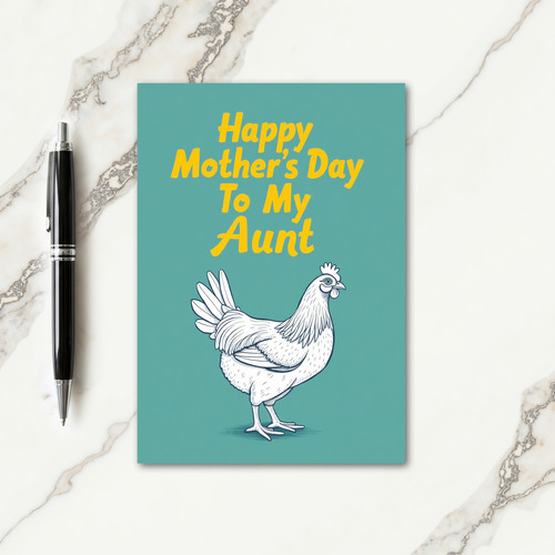 Aunts Teal Hen Mothers Day Card