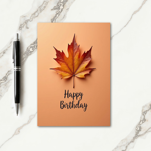 Autumn Birthday Red Leaf Card