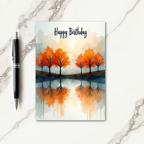 Autumn Birthday Watercolor Card