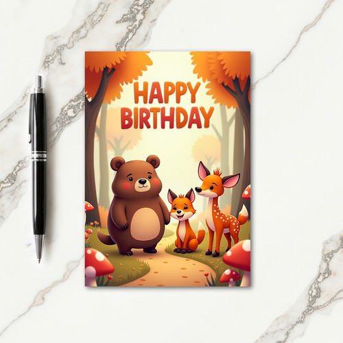 Autumn Critters Birthday Card