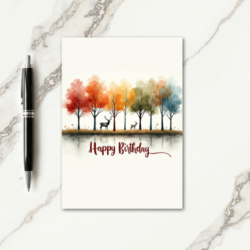 Autumn Deer Birthday Card