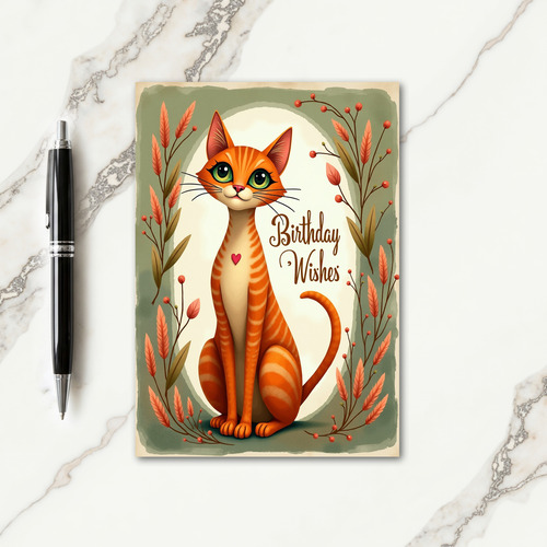 Autumn Feline Birthday Card