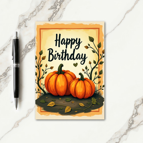 Autumn Gourd Birthday Card
