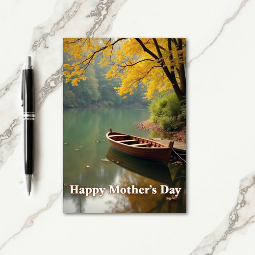 Autumn Mothers Day Lake Boat Card
