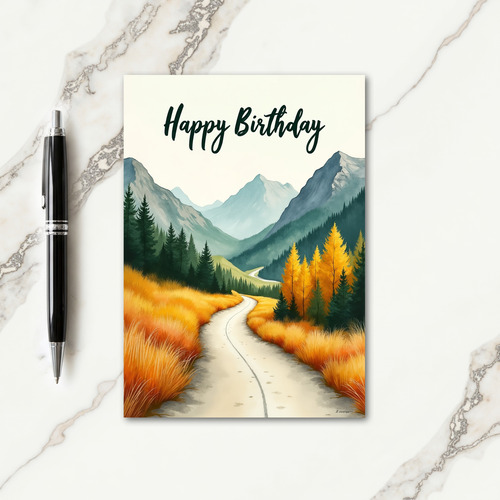 Autumn Mountain Birthday Card
