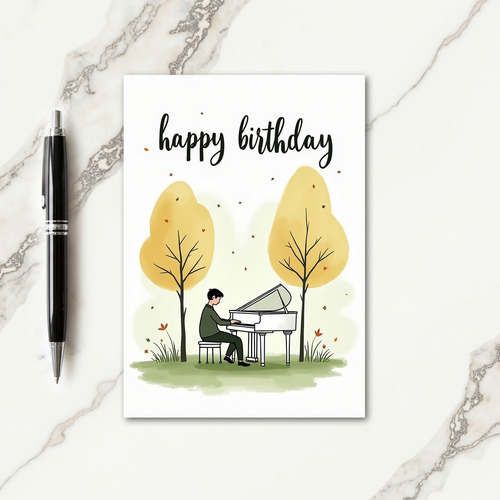 Autumn Piano Birthday Card