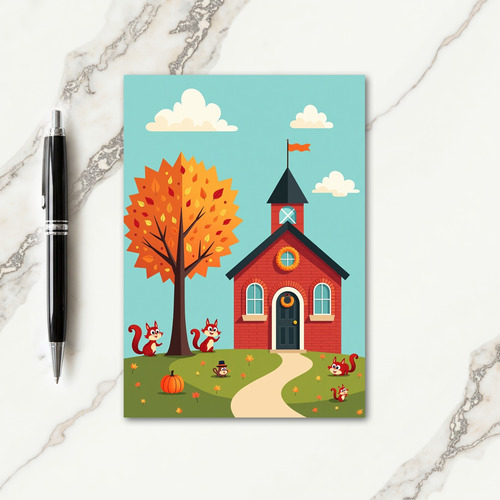 Autumn Schoolhouse Path Card