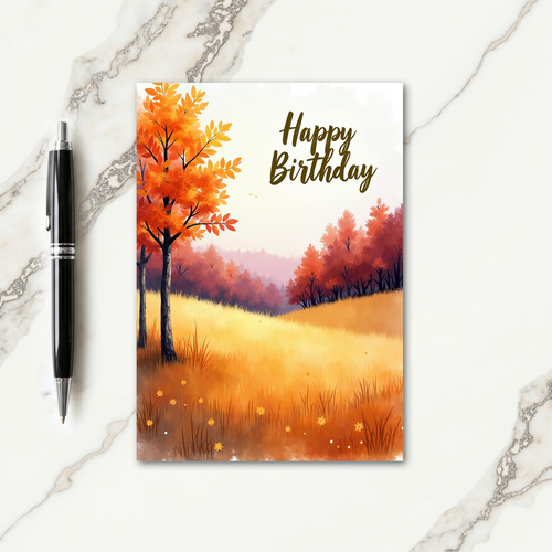 Autumn Watercolor Birthday Card