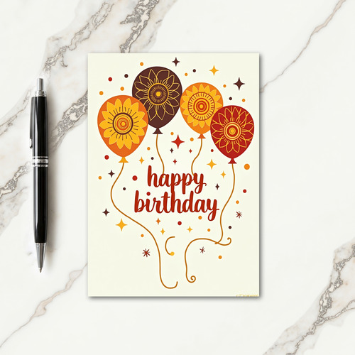 Autumnal Balloon Birthday Card