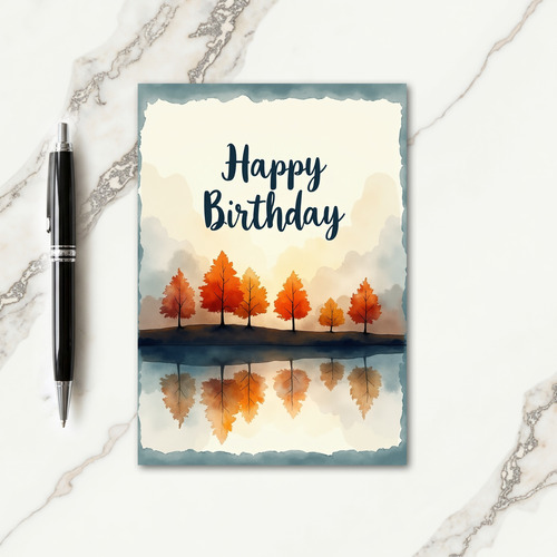 Autumnal Birthday Reflection Card