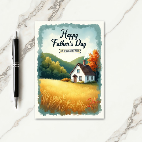Autumnal Fathers Day Cottage Card