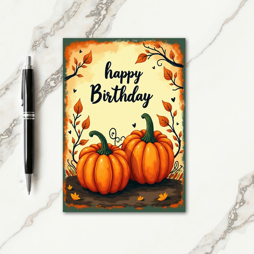 Autumnal Gourd Birthday Card