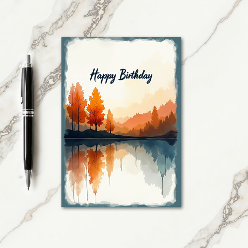 Autumnal Watercolor Birthday Card