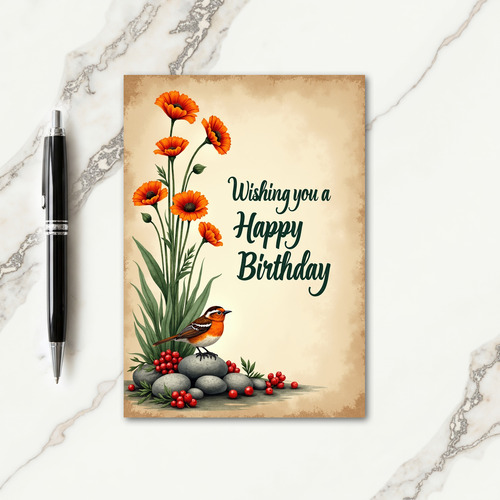 Avian Cairn Birthday Card