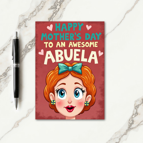 Awesome Abuela Teal Bow Art Card