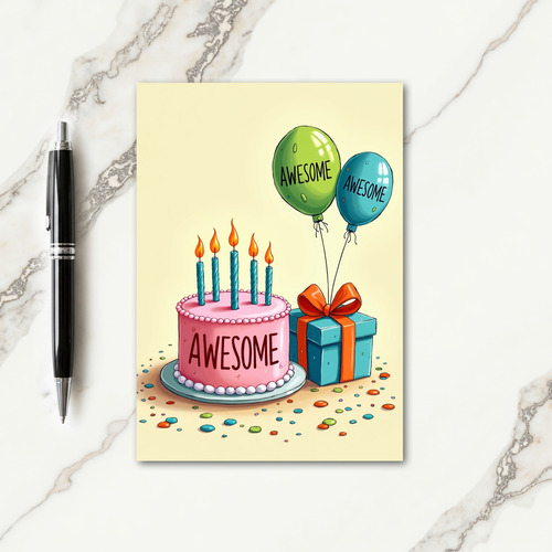 Awesome Cake Birthday Card