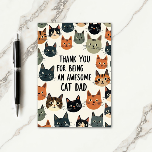 Awesome Cat Dad Faces Card