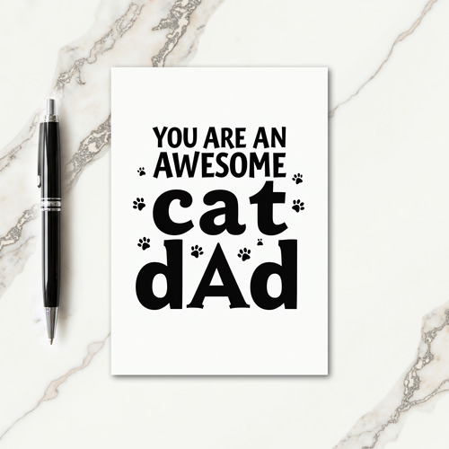 Awesome Cat Dad Paw Prints Card