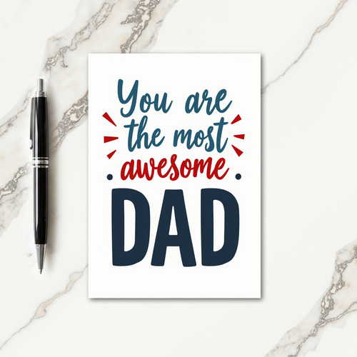 Awesome Dad Teal Script Fathers Card
