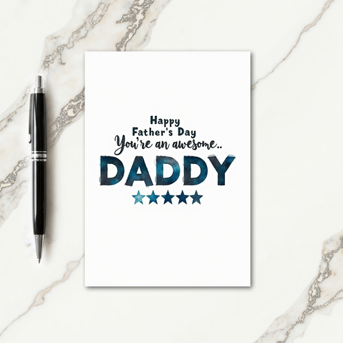 Awesome Daddy Teal Stars Card