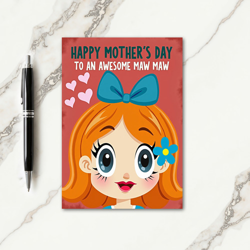 Awesome Maw Maws Day Teal Art Card
