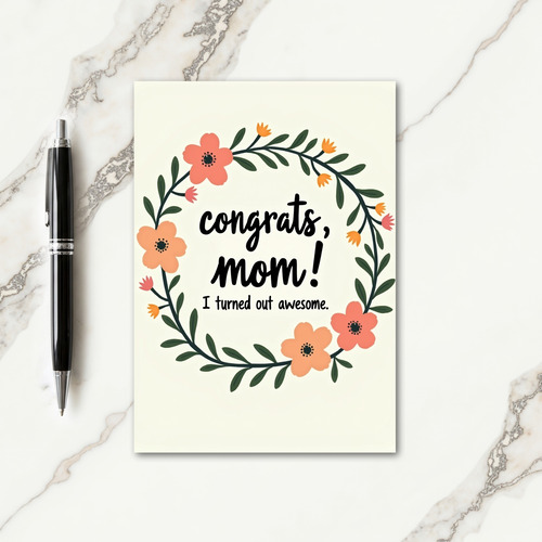 Awesome Mom Floral Wreath Card
