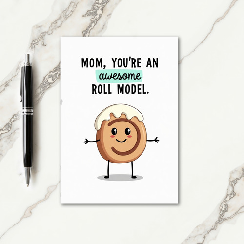 Awesome Mom Roll Model Treat Card