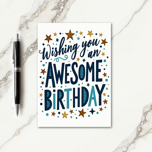 Awesome Teal Script Card