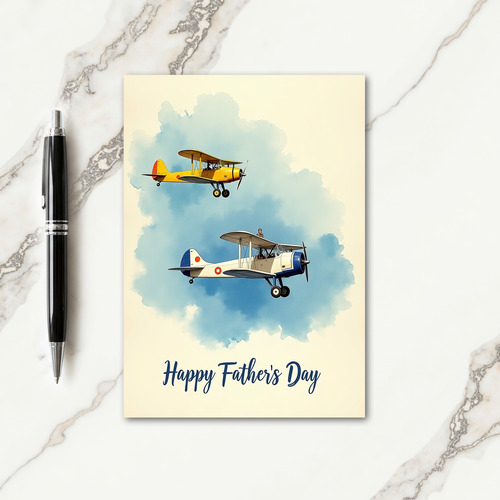 Azure Biplane Fathers Day Card